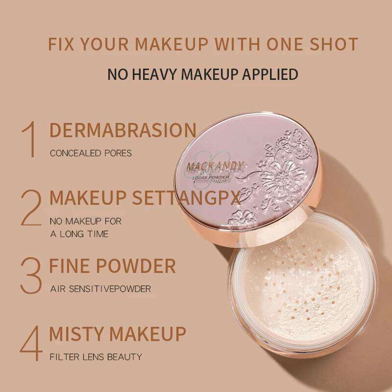 Baking Setting Powder Silky Loose Powder, Long Lasting Oil Control Concealer, Creates Soft Focus Effect Smooths Pores 26L0209