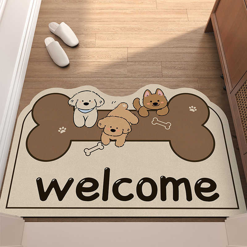 New Entryway Diatomaceous Earth Mat Cartoon Cute Entrance Water Absorbent Foot Mat Home Carpet Non-Slip Easy to Clean S260207