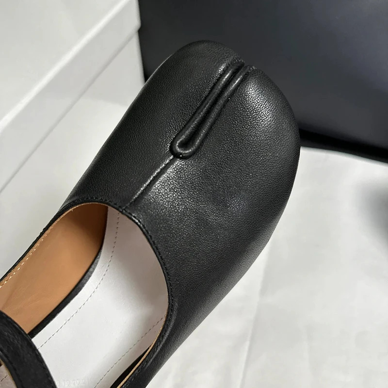 6cm Fashionable Split toe Shoes High Heels 2025 Party Office Mary Jane Retro Leather Sheepskin Single 260208