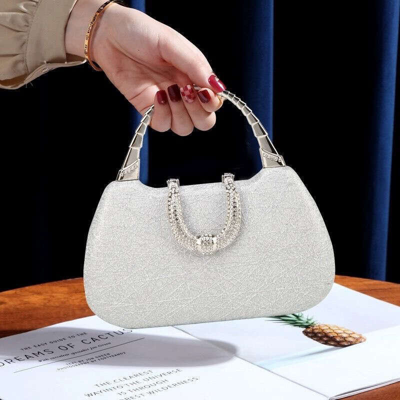 Pearl Handbag For Banquet With Rhinestones Fashionable Single Shoulder Versatile Bridesmaid Shiny Crossbody Elegant Sparkling Clutch Stylish
