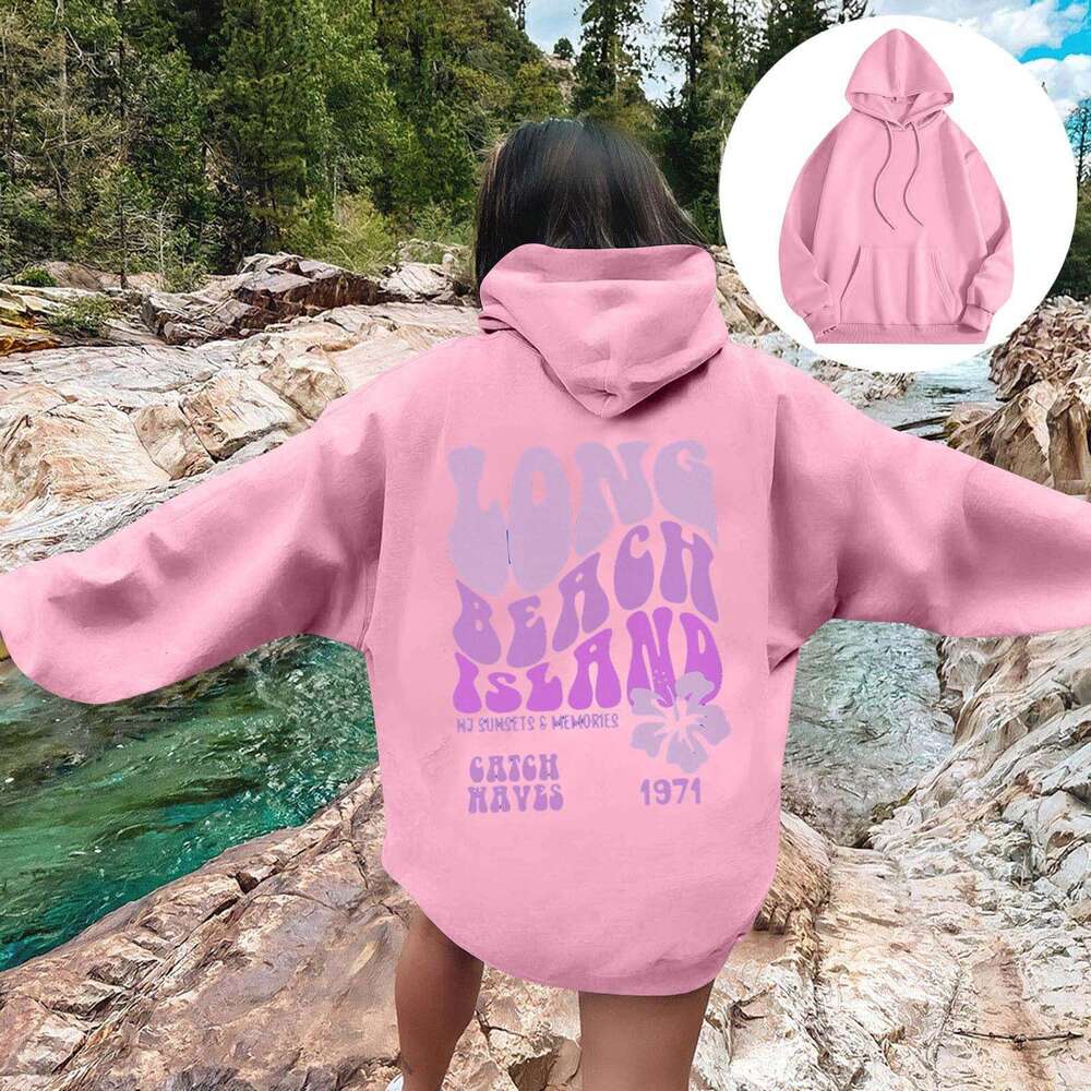 Hoodie Solid Color Letter Print Long Sleeve Street Style Women's Sweatshirt Milk Silk Polyester Fabric Long Sleeve Hip Hop Sweatshirt Womans Hood