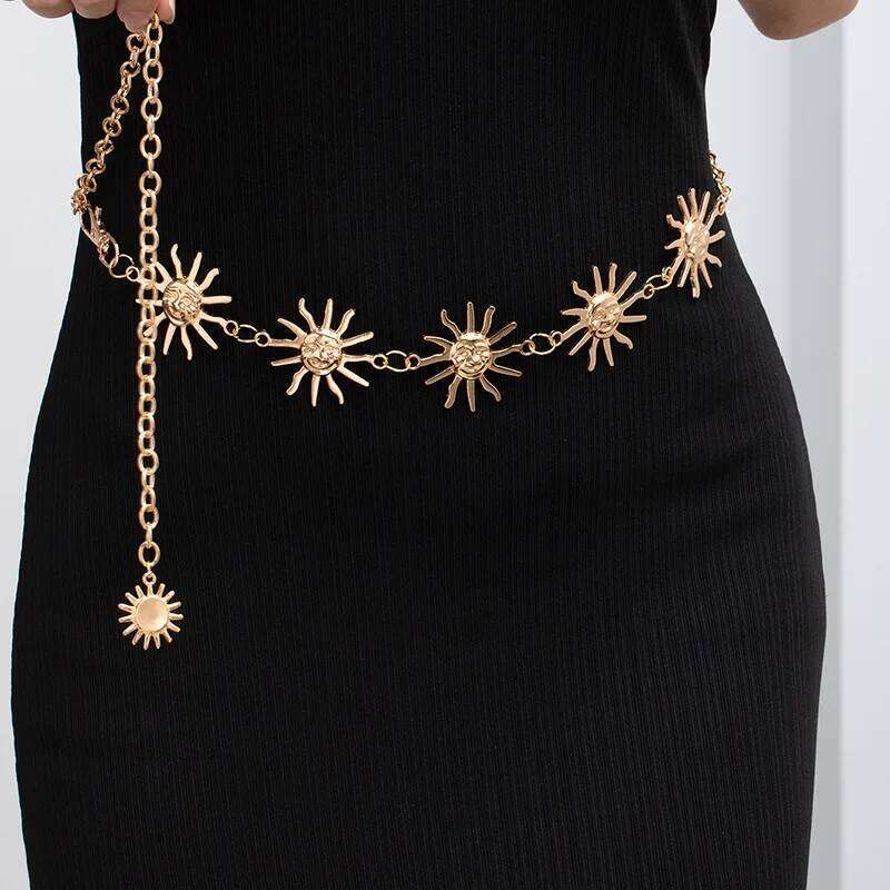 Bohemian Retro Metal Sunflower Summer Fashionable Dress Waist Versatile Body Chain Sexy Accessories X260209