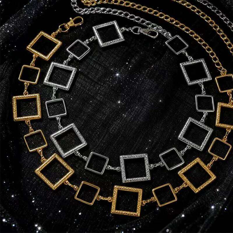 Jewelry Personalized Hip Hop Geometric Square Metal Chain Fashion Dress Waist Cincher Versatile Accessories X260209