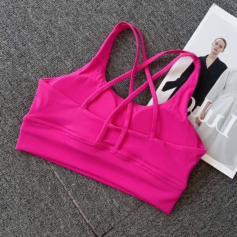 Solid Color Fitness Women Sport Bra Gym Yoga bra Athletic Cross Tight Top Workout Train With Chest Pad High quality shockproof 26Y0209