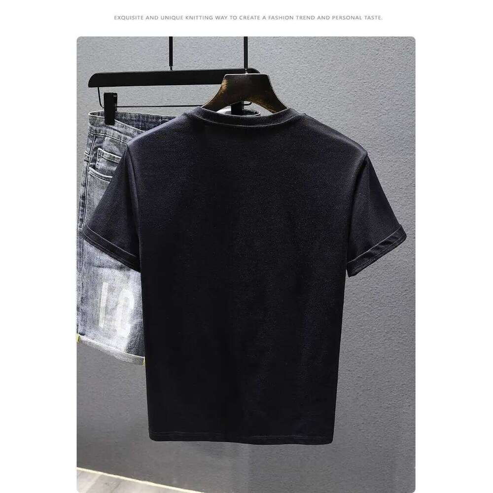 Rose Embroidered Short-sleeved T-shirt Men's 2025 New Summer Casual Loose Round Neck Half-sleeved Top X260209
