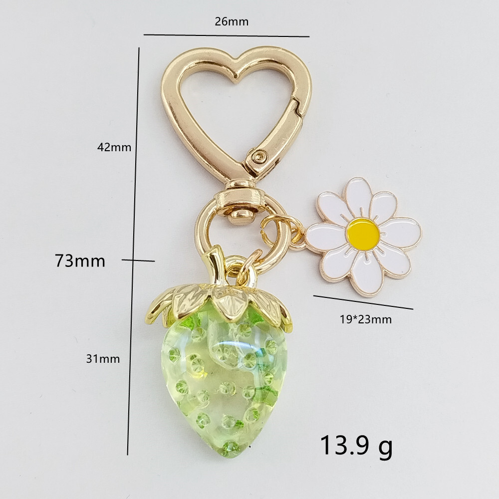 Y2K Purse Accessory Hot Sale Sweet Resin Imitation Strawberry Bee Pendant Heart-Shaped Keychain Flower Bag Accessories Pendant