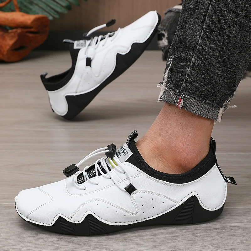 2023 Leather Casual Shoes Men Sneakers Flat Comfortable Handmade Fashion Loafers High Quality Footwear 260126