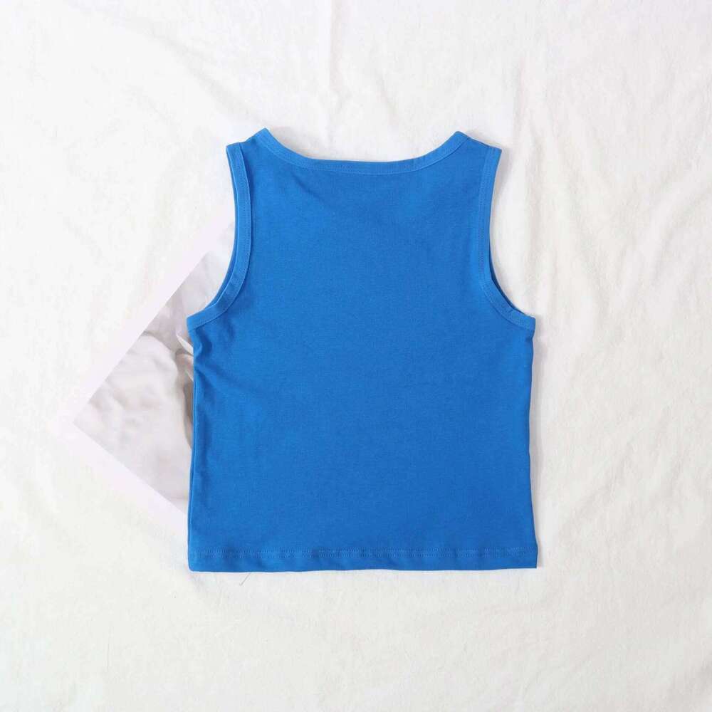 Children's Pure Cotton Lightweight Soft Breathable Worn Inside Outside, Boys and Girls Solid Color Base Small Vest 26Y0209