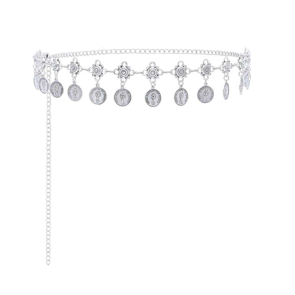 New Vintage Ethnic Style Metal Coin Tassels Belt Bohemian Tassel Dress Slim Waist Accessory Unisex Body Chain 105cm X260209