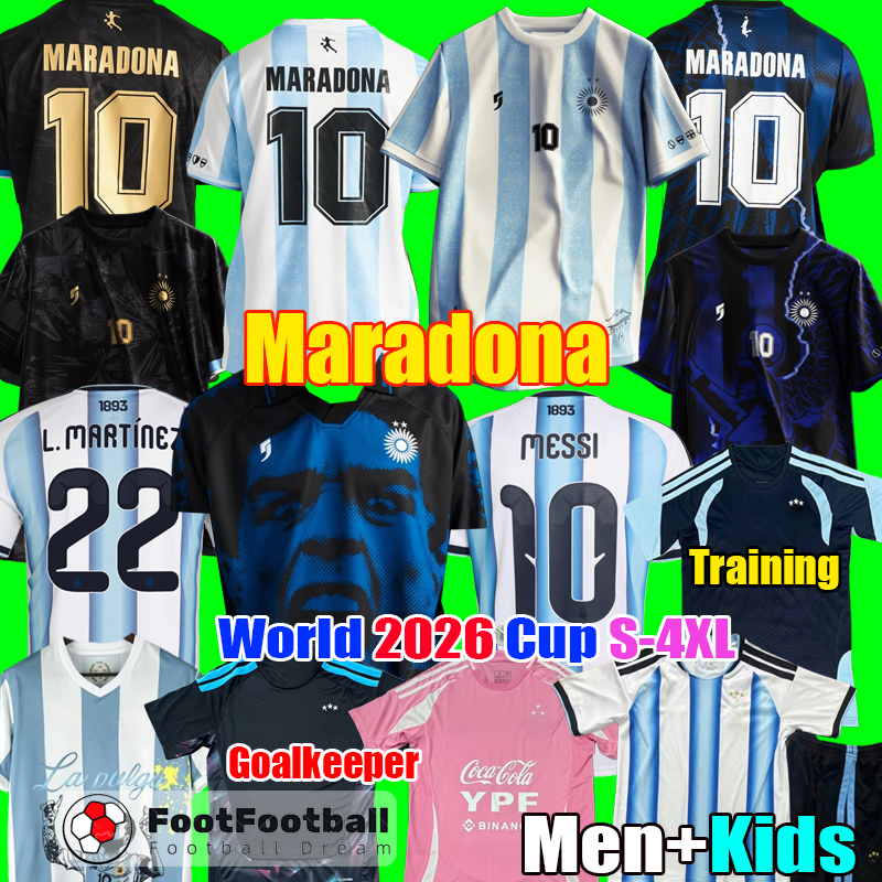 S-4XL 2026 Argentina jersey 26 27 Maradona Soccer Jerseys Cup DI MARIA DYBALA Football Shirt MARADONA MONTIEL MARTINEZ men kids Kit Camiseta de Futbol tops