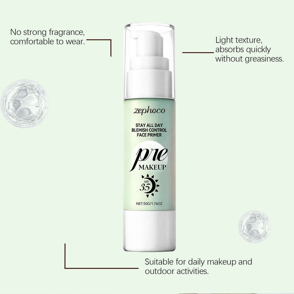 Zephoco Protective Refreshing Primer Daily Face Base Makeup Smooth Application Non-Cakey Oily Combination Skin