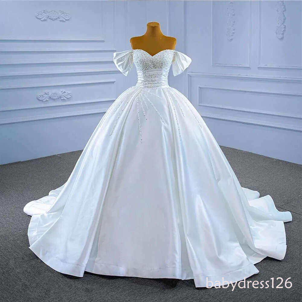 Satin Ball Gown for the Bride, Pleated Wedding Dresses, Bodysuit De o, Trouwjurk Backless, do
