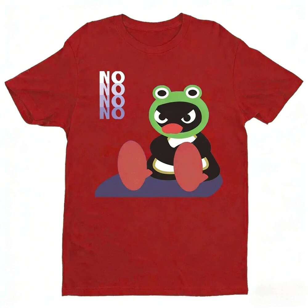 Cute Frog Head Cover Pingu NONONO Tshirt Funny Cartoon Printed Women Men Summer Daily Life Casual Crewneck Cotton Short Sleeve X260209