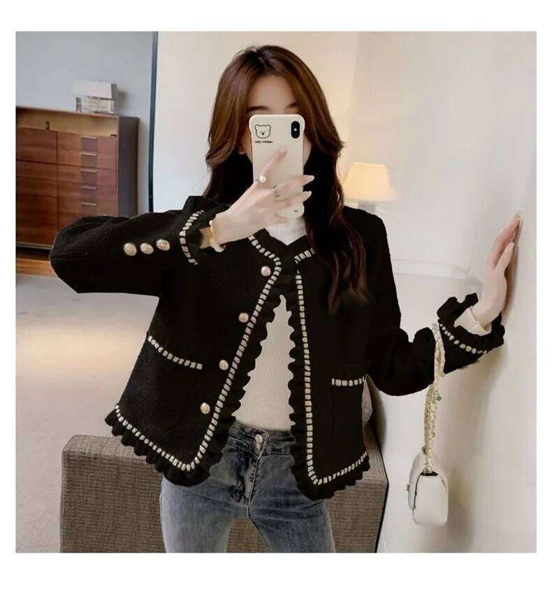 ZHE HAN Retro Mesh Splicing Tweed Top For Women's Jacket 2025 Spring New Socialite Temperament Xiaoxiangfeng Short Jackets Female Coat
