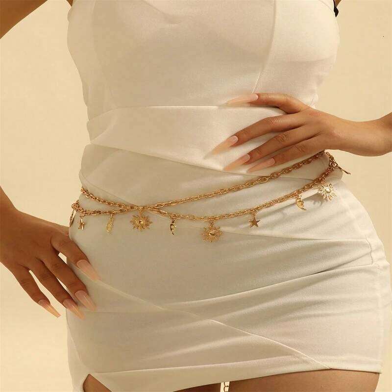 New Fashion Sexy Jewelry Versatile Star Moon Sun Pendant Tassel Belly Waist Chain For Women Dress Accessories X260209