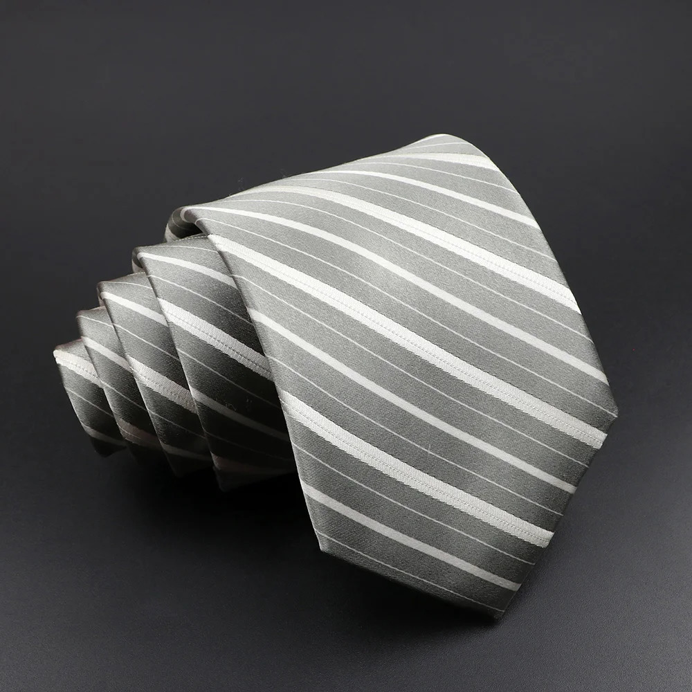 100 Silk Tie 85 cm Striped Necktie Classic Plaid Ties For Men Grey Pink Blue Business Wedding Ties Jacquard Woven Neck Ties 260208