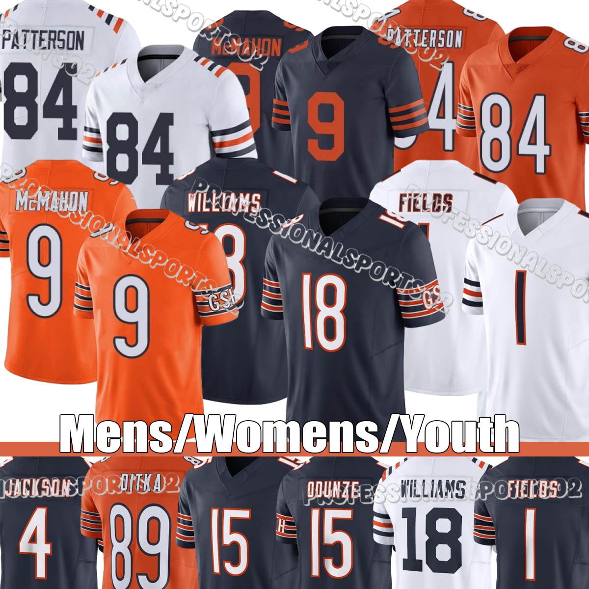 Chicagocity BearsS #18 Caleb Williams #2 DJ Moore Rome Odunze Cole Kmet D'Andre Swift Montez Sweat Brian Urlacher Brian Urlacher Football jerseys