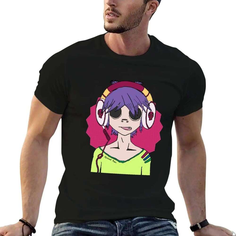 oversize cotton T-Shirt anime Gorrillaz t shirt man 2D Pain for Lyrical shirts heavy X260209