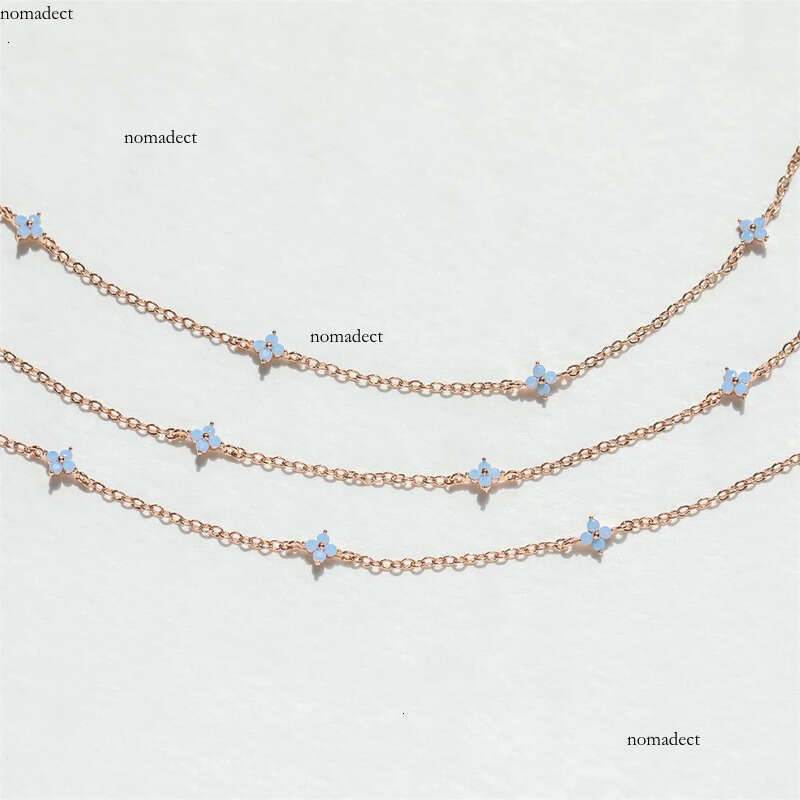 Ins Simple Fashion Flower Pendant Jewelry White Rose Gold Fill Blue Sapphire CZ Dia Gemstones Party Women Clavicle Necklace For Mother Day Gift ce