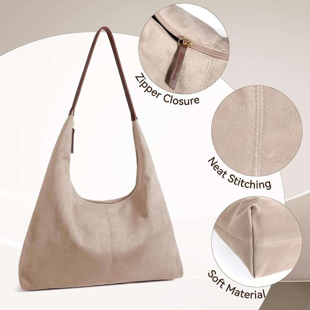 Shoulder For Women Suede Purse Boho Bags Slouchy Tote Satchels Trendy Crescent Crossbody Bag Handbag