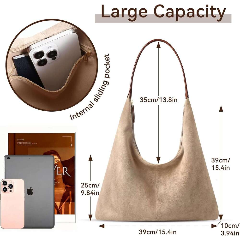 Shoulder For Women Suede Purse Boho Bags Slouchy Tote Satchels Trendy Crescent Crossbody Bag Handbag