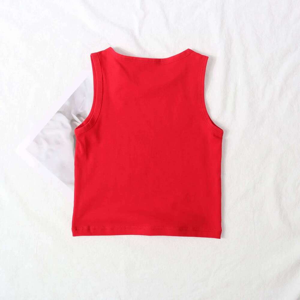 Children's Pure Cotton Lightweight Soft Breathable Worn Inside Outside, Boys and Girls Solid Color Base Small Vest 26Y0209