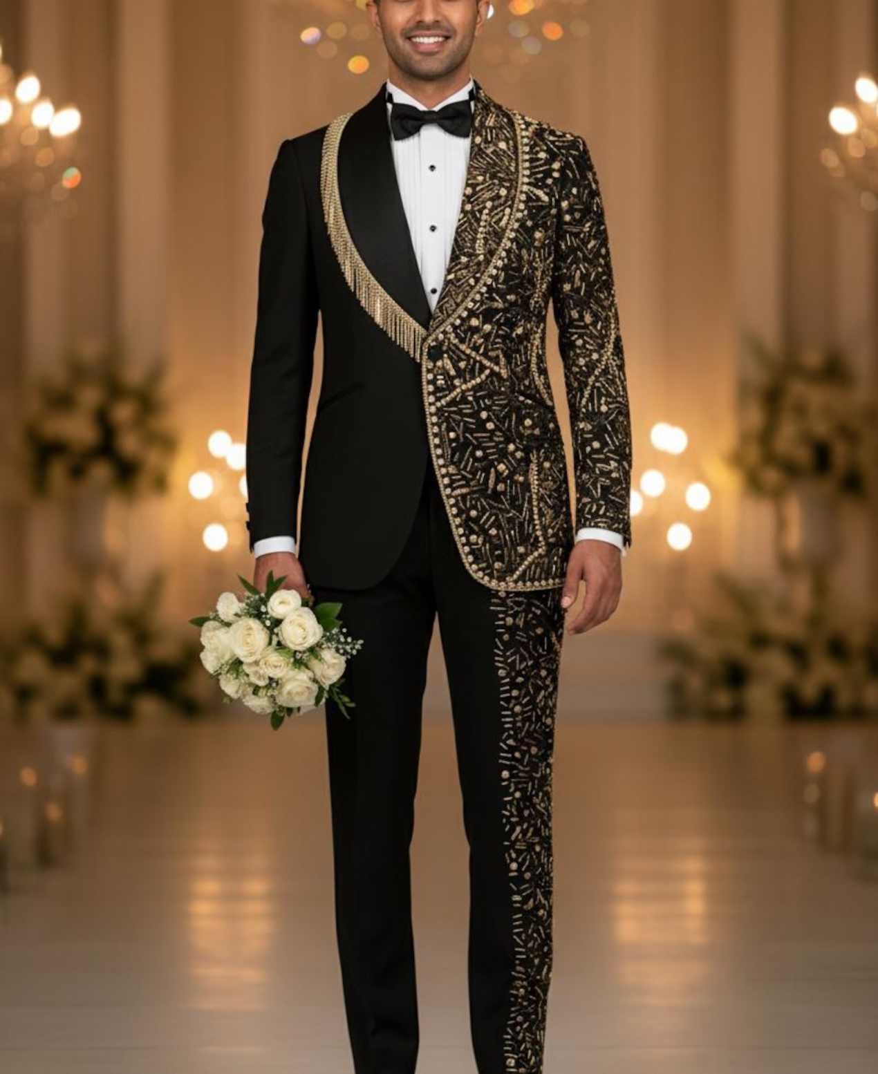 Stunning Groom Wedding Tuxedos 2 Pieces Jacket Pant Shawl Lapel Bead Crystal Tassel Business Occasion Party Banquet Customized