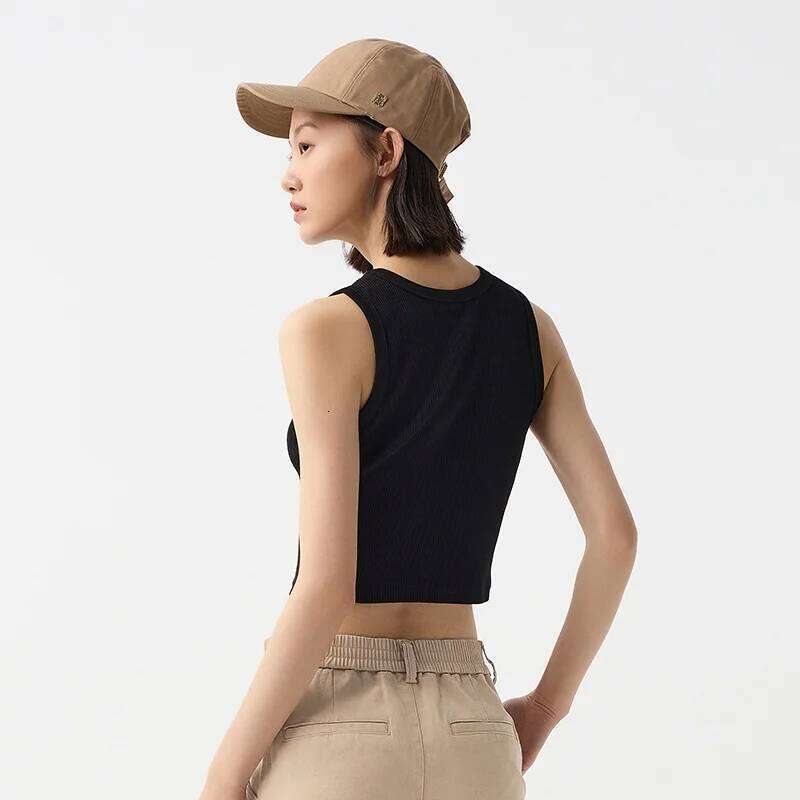 Semir Vest Women Short Style Skinny Round-neck Simple 2024 Spring New Solid Color Top Versatile 26Y0209