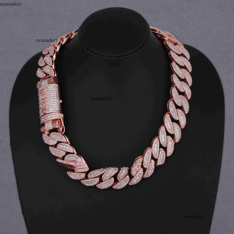 Custom Jewelry Crafted With Luxurious Sier VVS Clarity Moissanite Sparkling Brilliance Dia Cuban Chain ff