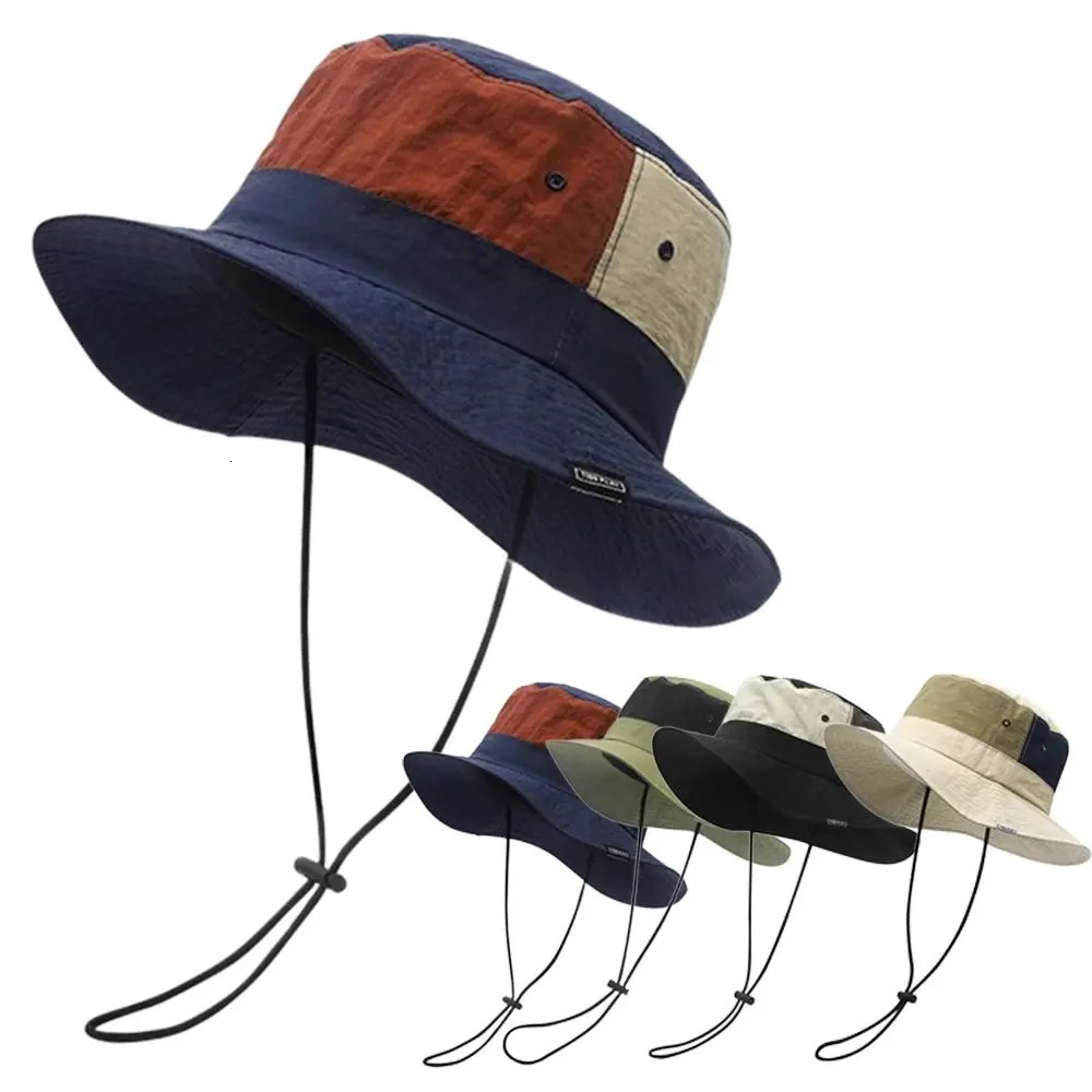 Sun Protection Wide Brim Bucket Hat Quick-dry Summer Man Women Anti-UV Caps Sun Protection Breathable Fisherman Hat Camping 260204
