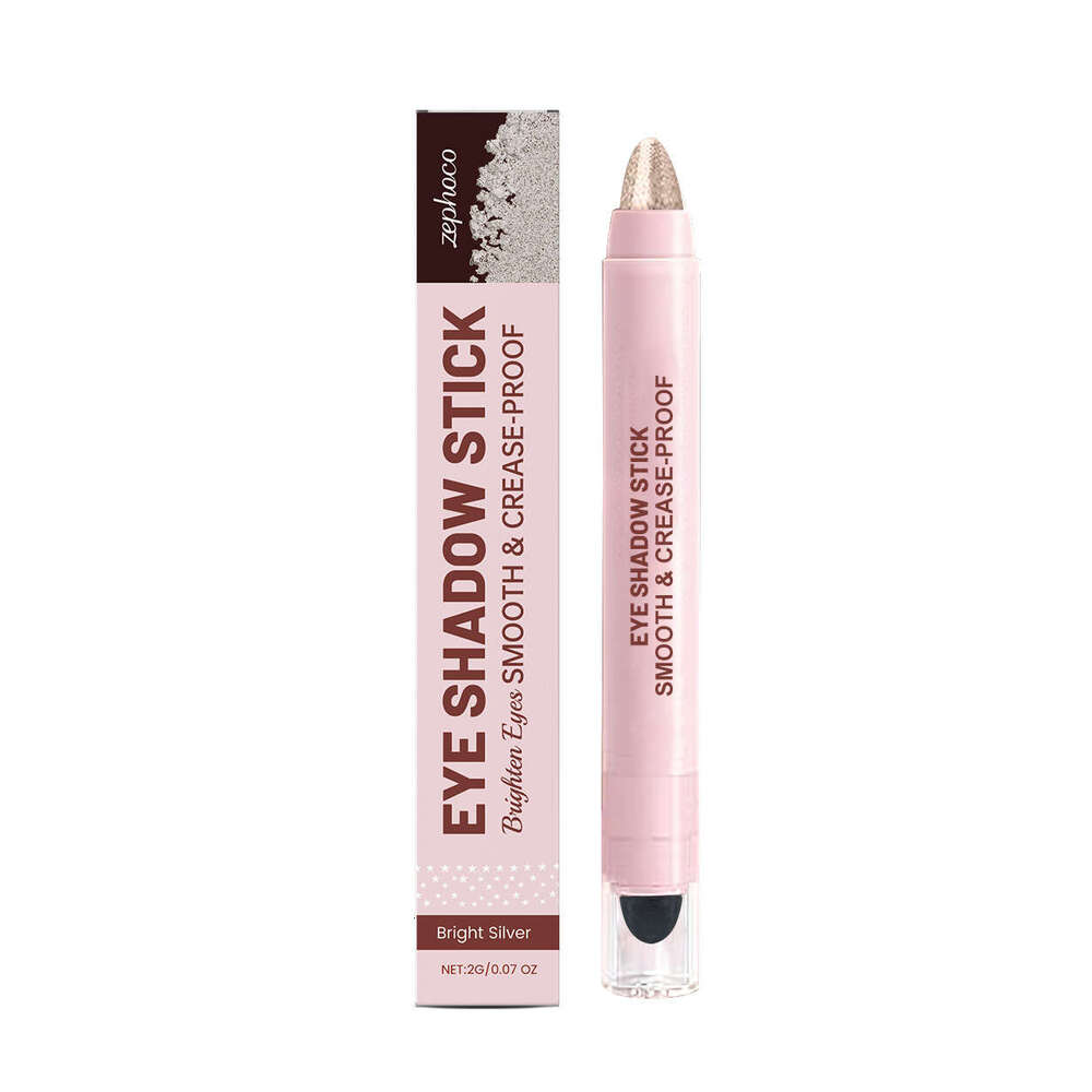 Zephoco Silver Shiny Cream Bright Color Long-lasting Crystal Glitter Eyeshadow Stick