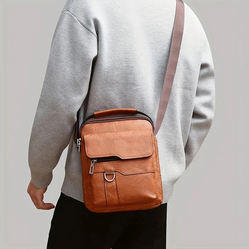Neutral Style Shoulder Bag for Men and Women Suitable Business Travel Work Pu Solid Color Crossbody 260208