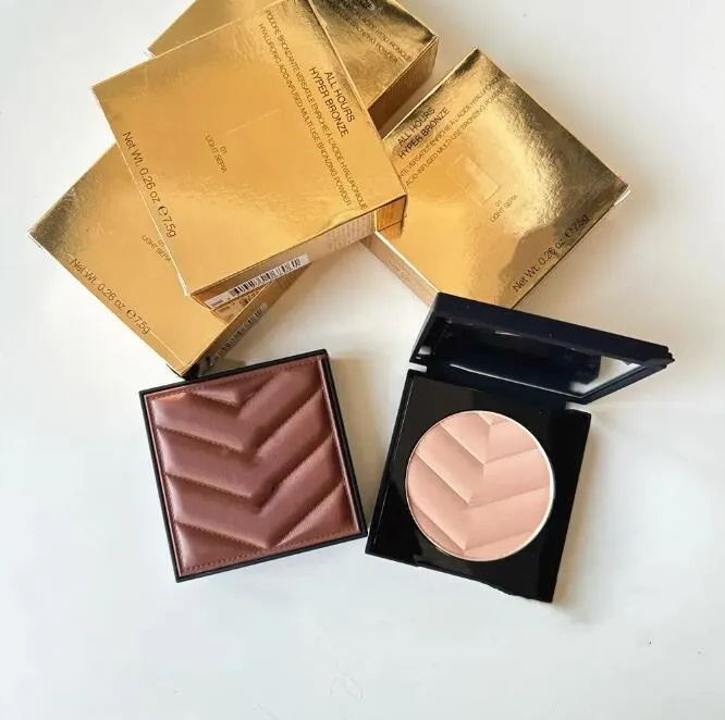 All Hours Hyper Bronze Foundation #1 Light Sepia #2 Buff Dune 7.5g Gold and Leather pressed powder compact Natural 2 Colors Face Makeup Holding Cosmetics free shipping