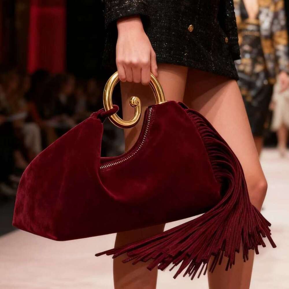 Hot-Selling Retro Suede Tassel Fashion Matte Texture Square Bag Women's Autumn Winter Evening Handbag