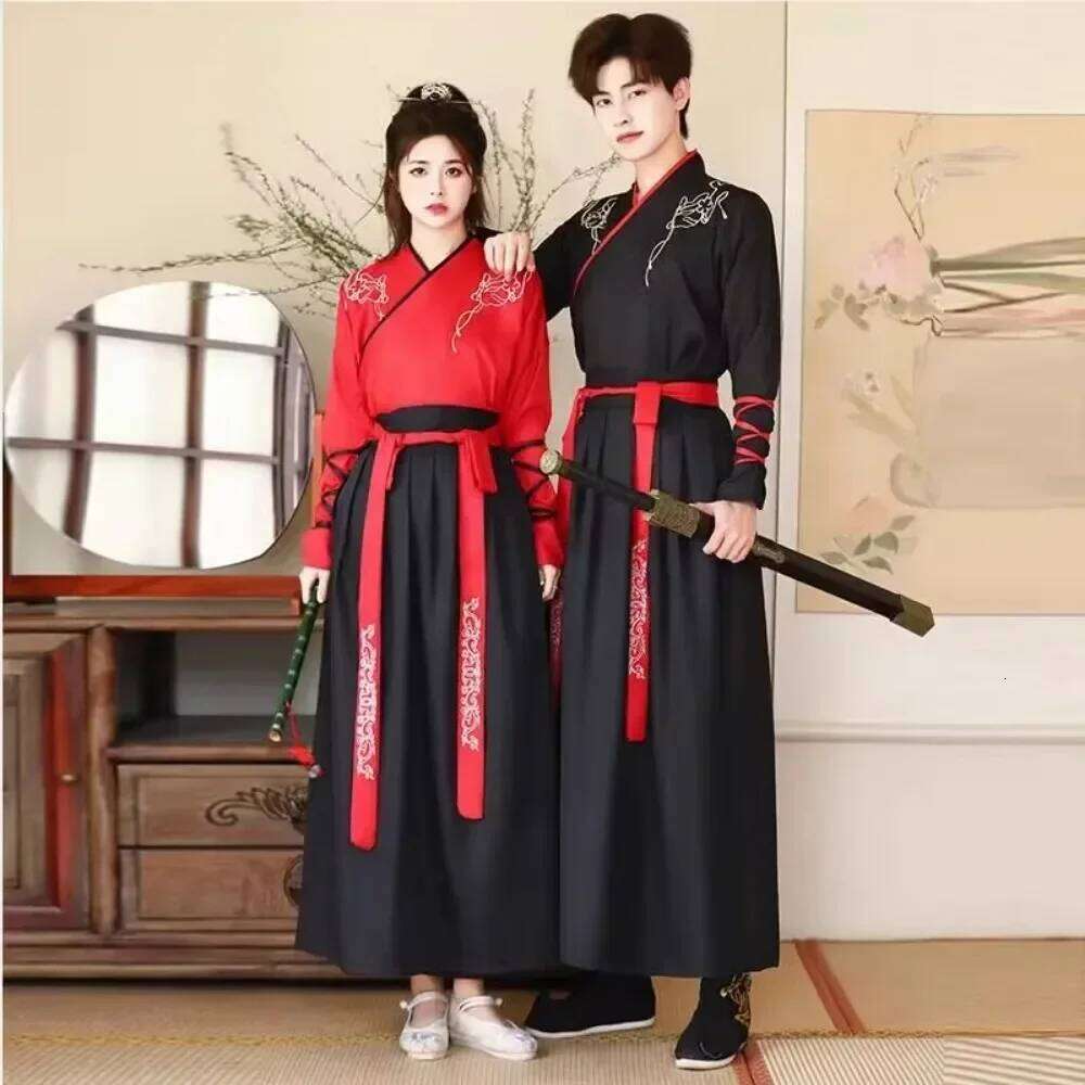 2 Piece Set Suit Traditional For Men Clothing Vintage Cosplay Chinese Hanfu Dress Embroidery Women Clothes Ethnic Style