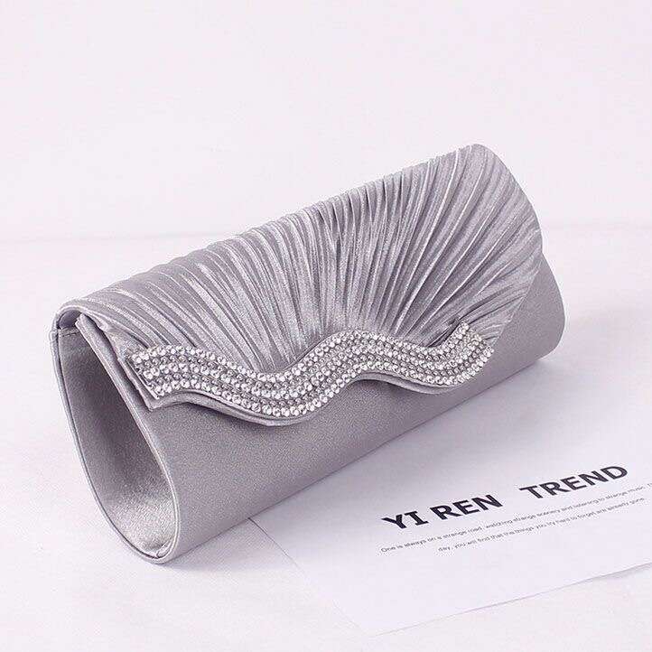 European And American Trendy Fashion Pleated Rhinestone Party Women S Crossbody Shoulder Clutch Evening Bag For Women