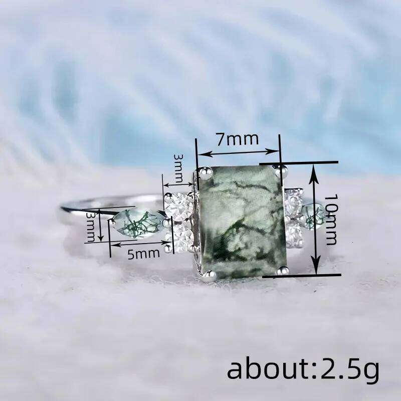 Ring Chinese Light Luxury Geometric Square Design with Jade Marble Inlay for Cheongsam Elegant Styling Wedding Cultural Jewellery High Quality Texture