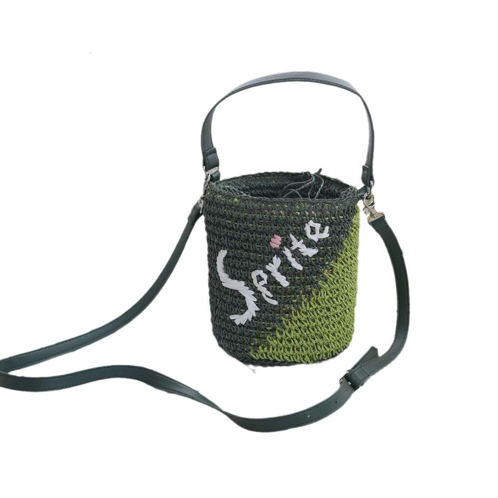Bucket-Shaped Straw Handheld And Crossbody Dual-Use Woven Bag Handmade Women's Backpack Wholesale