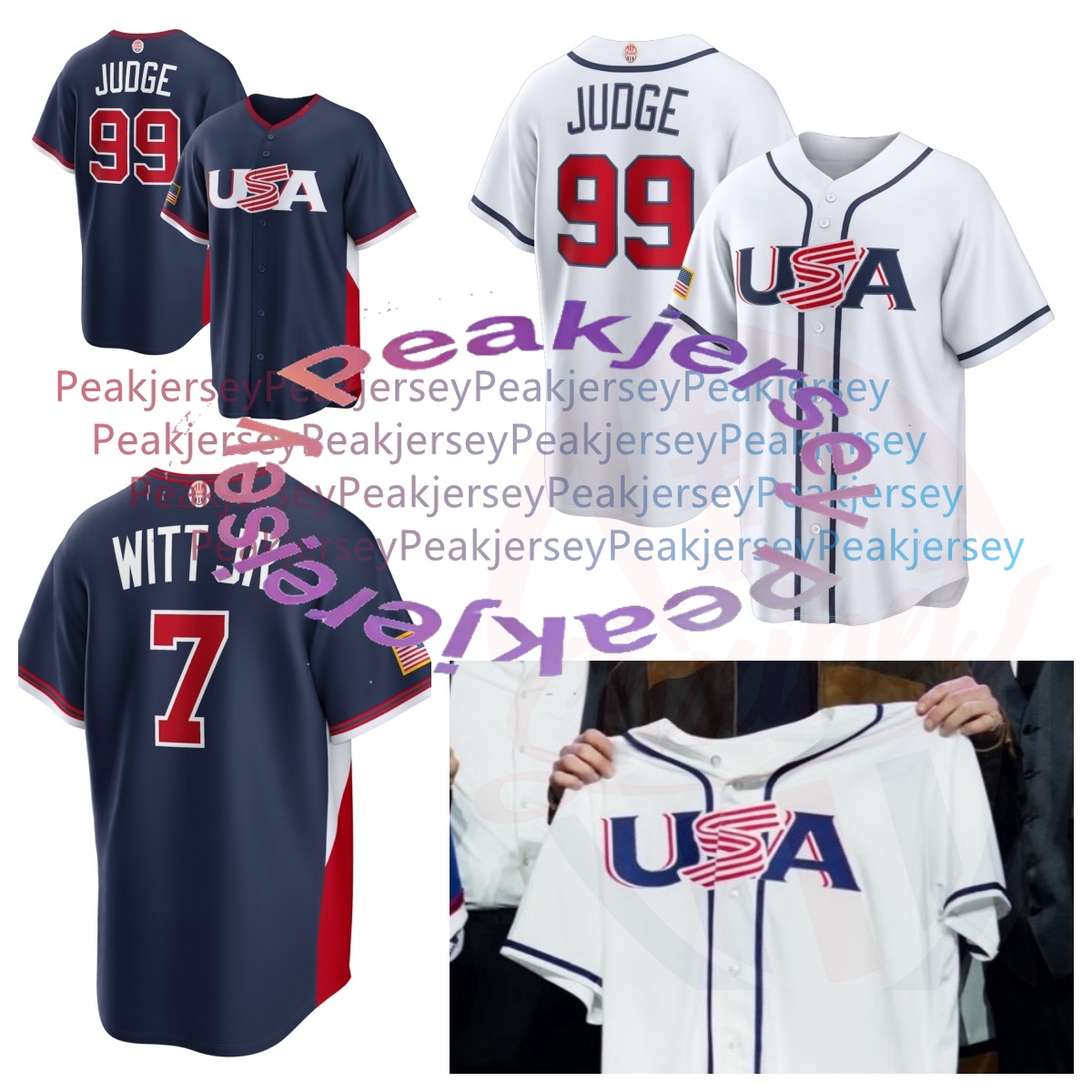 Aaron Judge Team USA 2026 World Baseball Classic Jersey - Pete Alonso Paul Skenes Corbin Carroll J.T. Realmuto Pete Crow-Armstrong For Fans