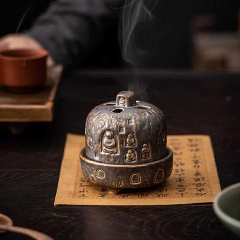 Retro Aromatherapy Burner Chan Dunhuang Coil Incense Holder Creative Art Decoration Fragrance Censer Tea House Ornaments C260209