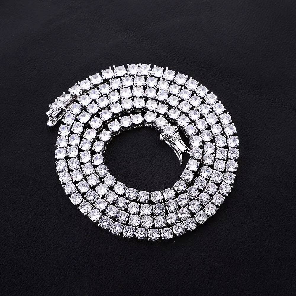 YuyingGems Tennis Chain Necklace Brass Material 3mm Width Moissanite Diamond Cubic Moissanite VVSia Tennis Chains