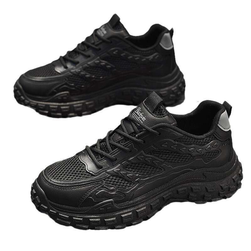 Men's Winter Breathable Wear-resistant Non-slip Tire Sole Work Black Sports Height-increasing Dad Trendy Shoes