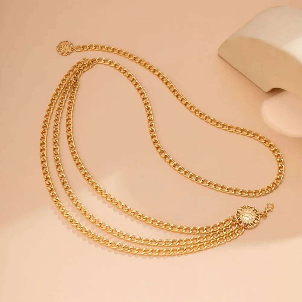 Boho Sexy Women Fashion Belt Hip High Waist Gold Silver Color Narrow Metal Body Chain Chunky Fringes New X260209