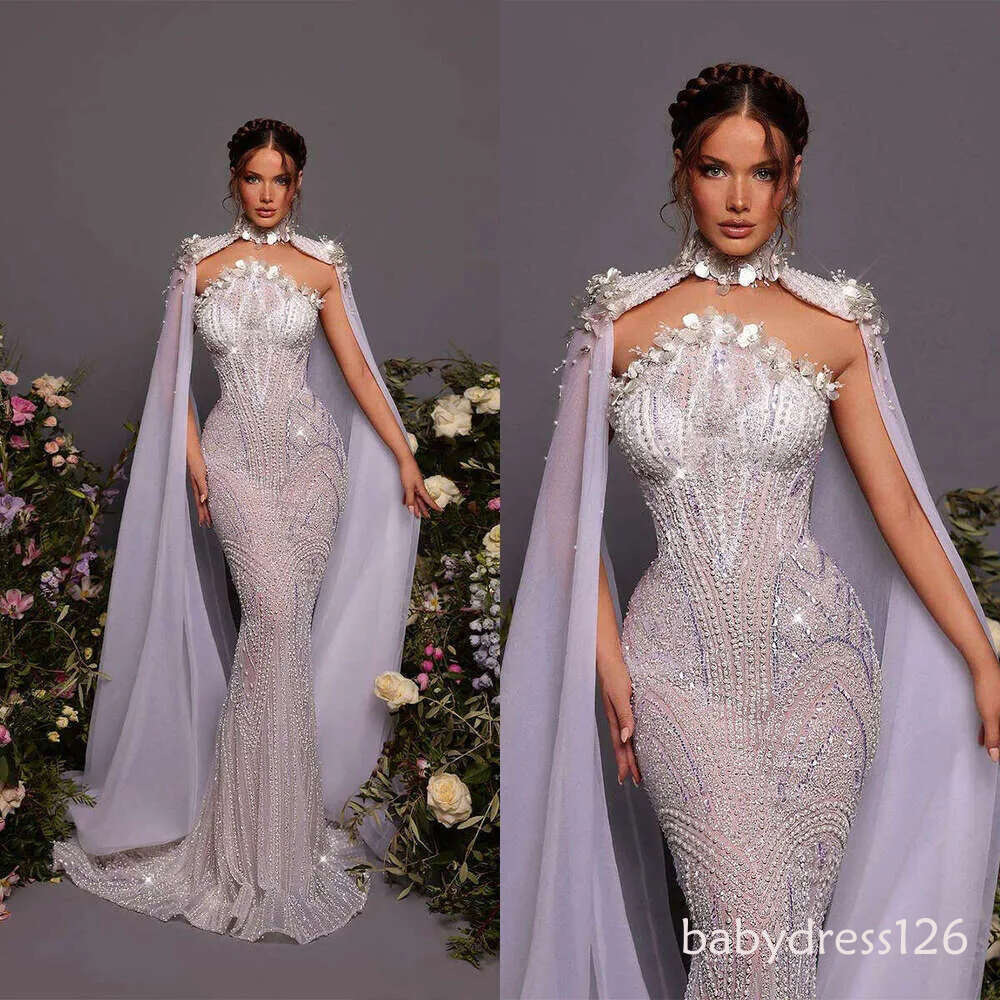 Gorgeous Wedding Dress Mermaid Strapless Appliques Sequins Pearls Sleeveless Sweep Train Bride Gown Vestido De Noiva Custom Made