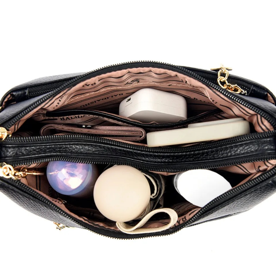 Genuine Purses and Handbags 2 Layers Soft PU Leather Tote Messenger Bag Shoulder Crossbody Bags for Women 260208