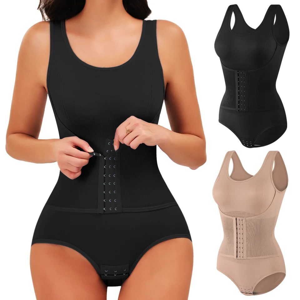 Bodysuit Shapewear with Belt Women Tummy Control Fajas Body Shaper Waist Trainer Slimming Cincher Corset Tops Gym Belly Trimmer 260207