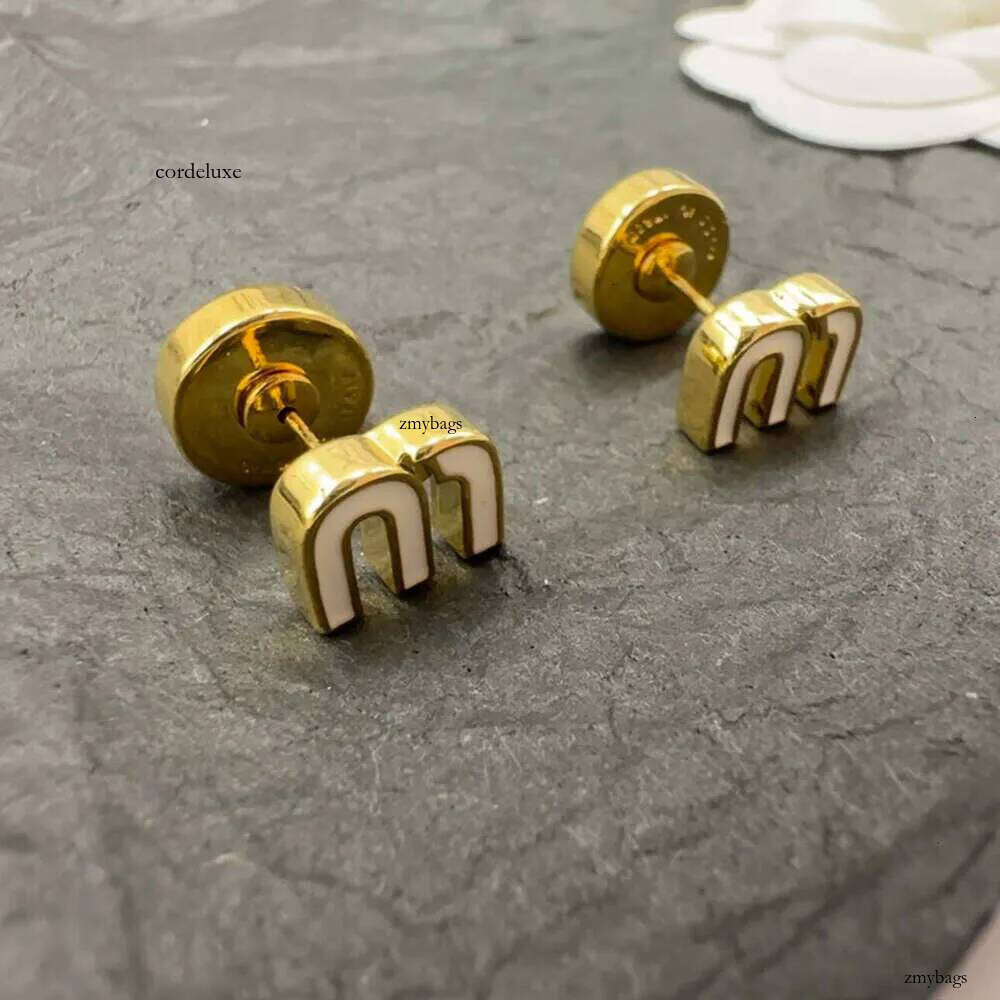 DHCollections Stainless Steel Letter M Enamel Stud Earrings for Women 8a