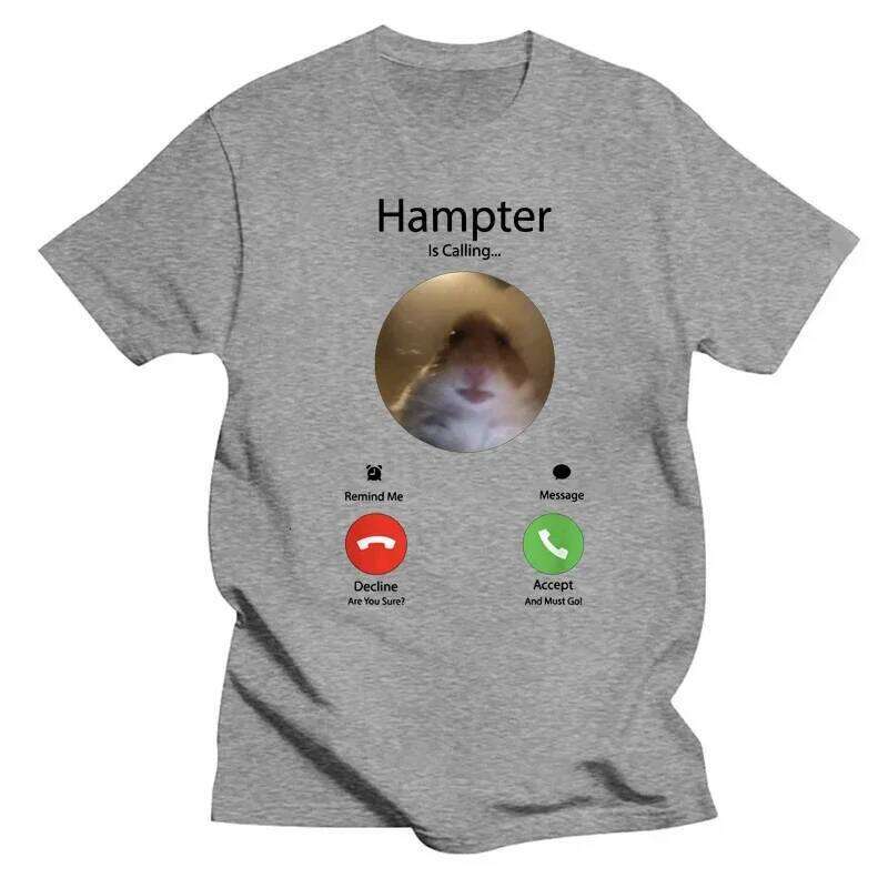 Dank Meme Hamster Staring Front Camera Hampter Calling Printed T-shirt Women Men Casual Streetwear Top Short Sleeve T-shirts X260209