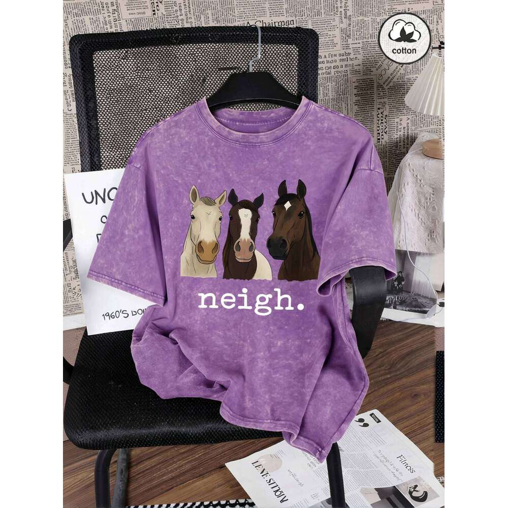 Look At The Horse You Called Washed T-Shirt Men Casual Breathable T Shirt Unisex Fashion Retro Wash Shortwear Loose Cotton Tops X260209