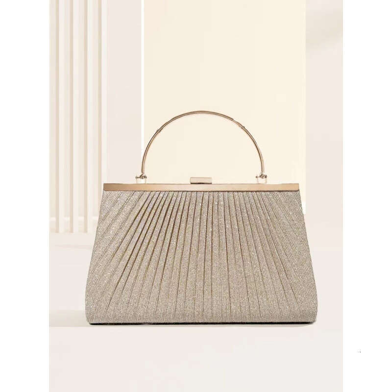 New Simple Fashion Pleated Handbag Shiny Evening Phone Women S Banquet Cheongsam Dress Bag